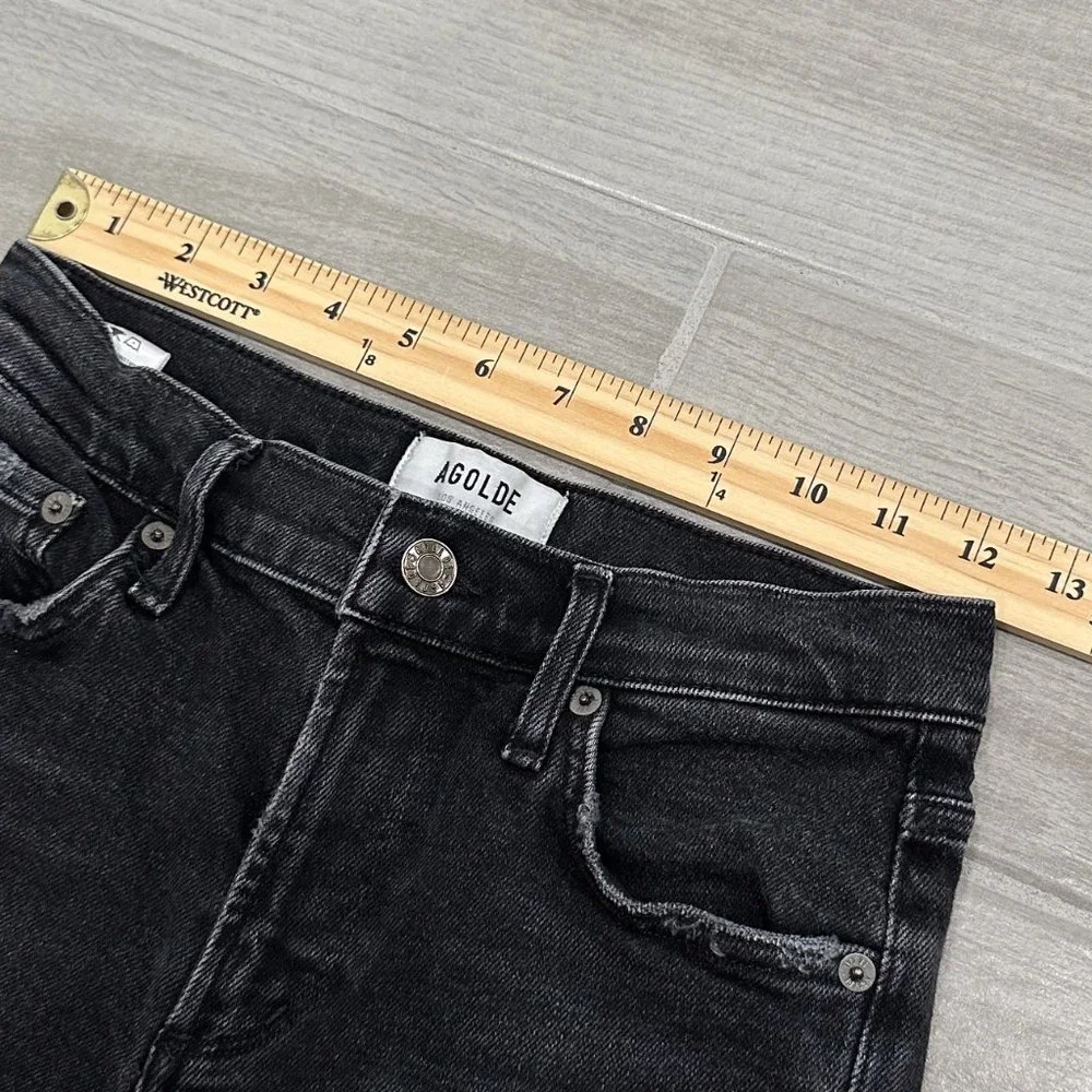 Agolde Sophie Mid-Rise Skinny Ankle Jeans in Trademark Washed Black Denim Sz 24